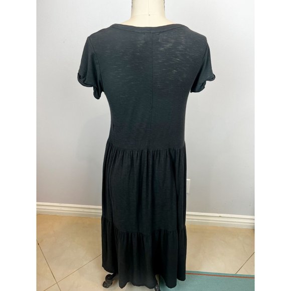 NATION LTD Roman Cotton Tiered T-shirt Dress Sz XS Washed Black - Picture 10 of 15